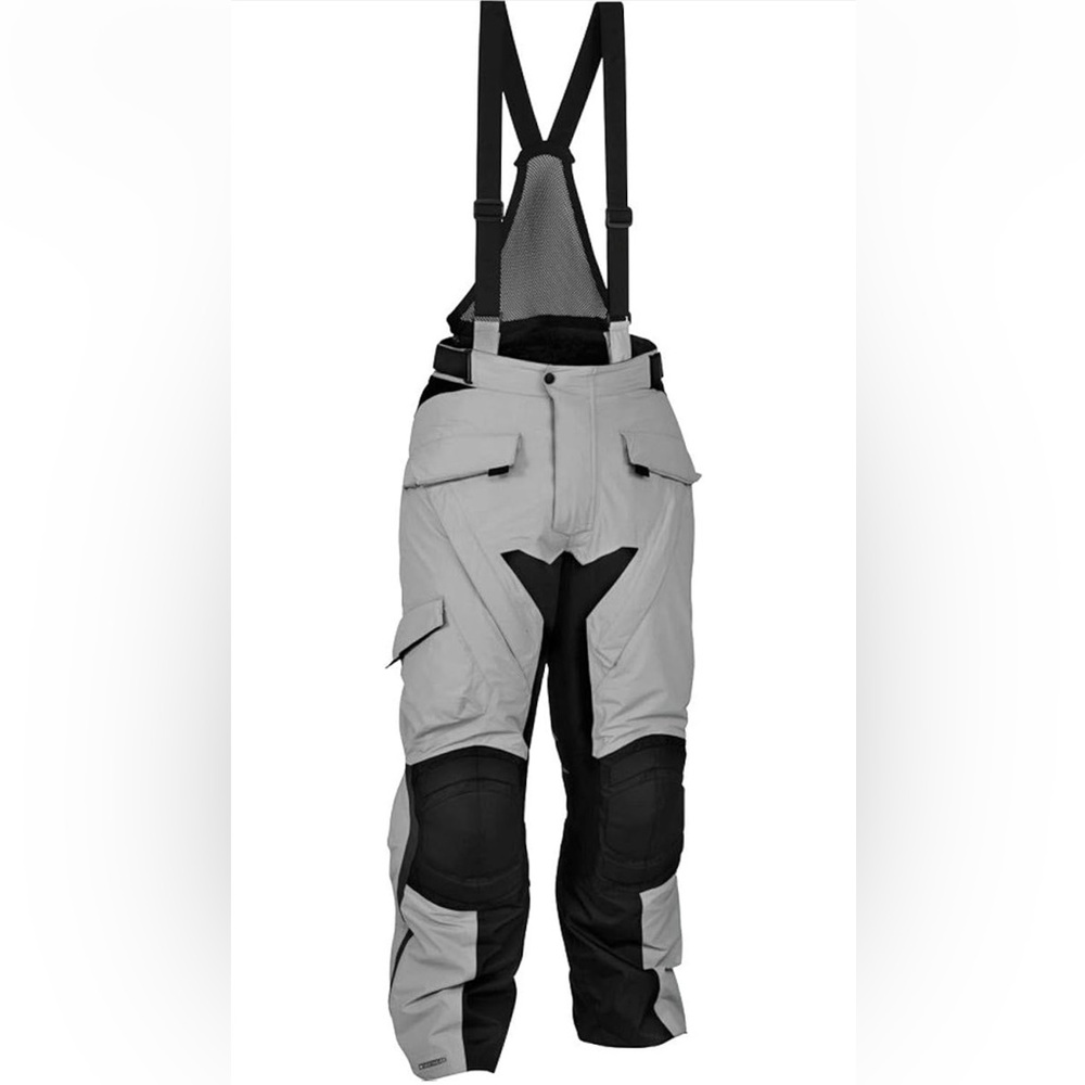 Men's Gray and Black Pants with Suspenders